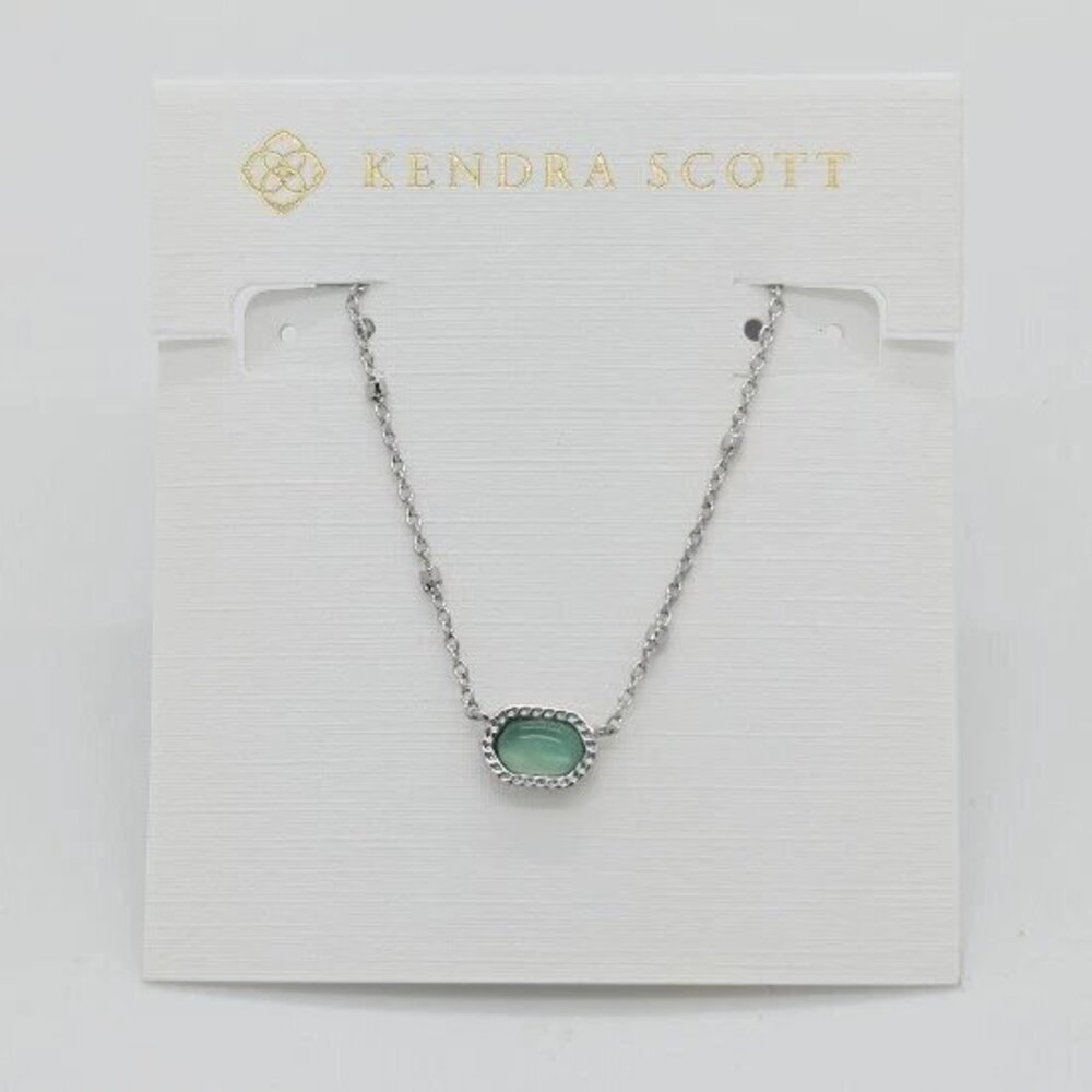 Kendra Scott Mini Elisa Silver Satellite Necklace in Light Blue Glass